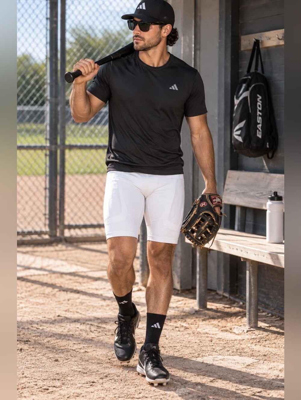 Adams Men’s White Baseball Sliding Compression Shorts Size L